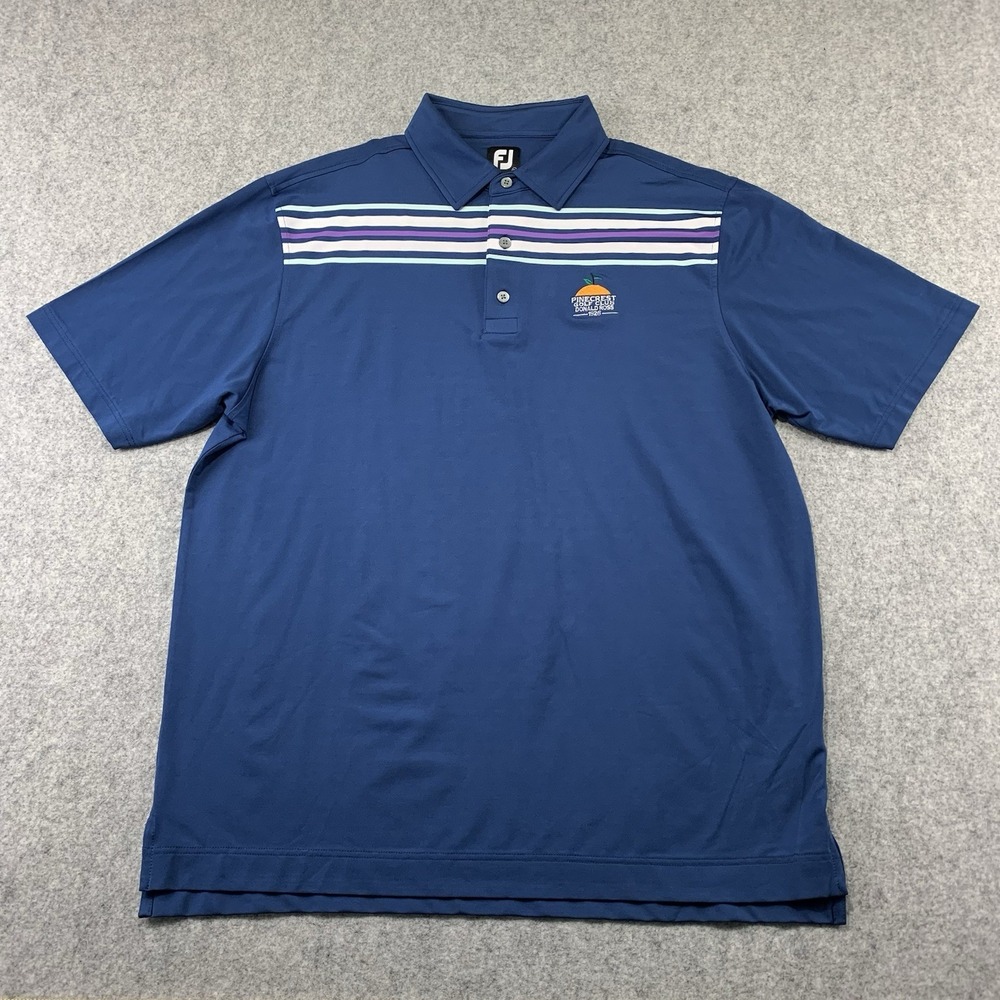 FootJoy Golf Polo Blue Stripe Shirt Pinecrest Golf Club Striped Mens Size XL